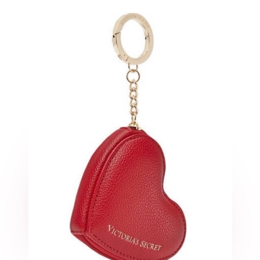 Victoria's Secret Red Heart Key & Card Holder with Gold Chain